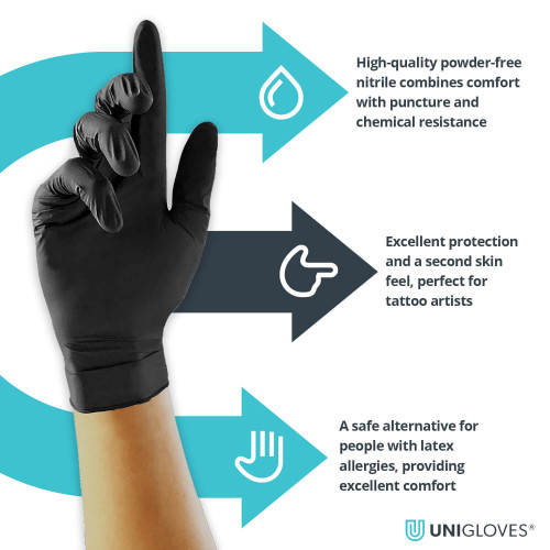 Guantes de nitrilo negro Select Black Unigloves (Talla S)